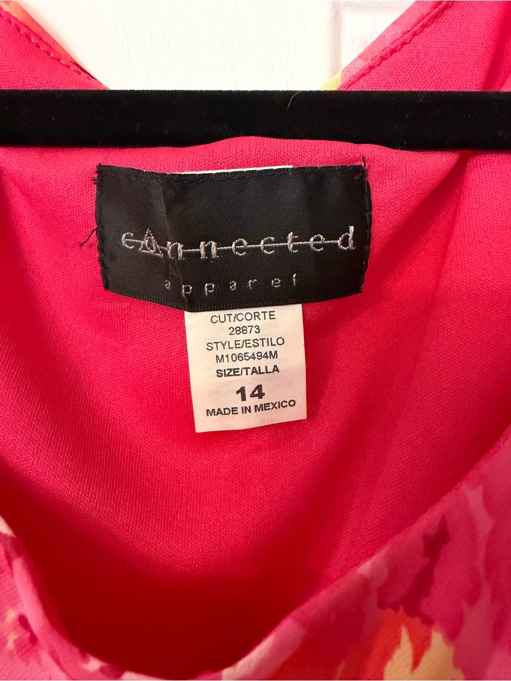 connected apparel Hot Pink Floral Print Sleeveless lined Dress size 14 - Picture 4 of 10